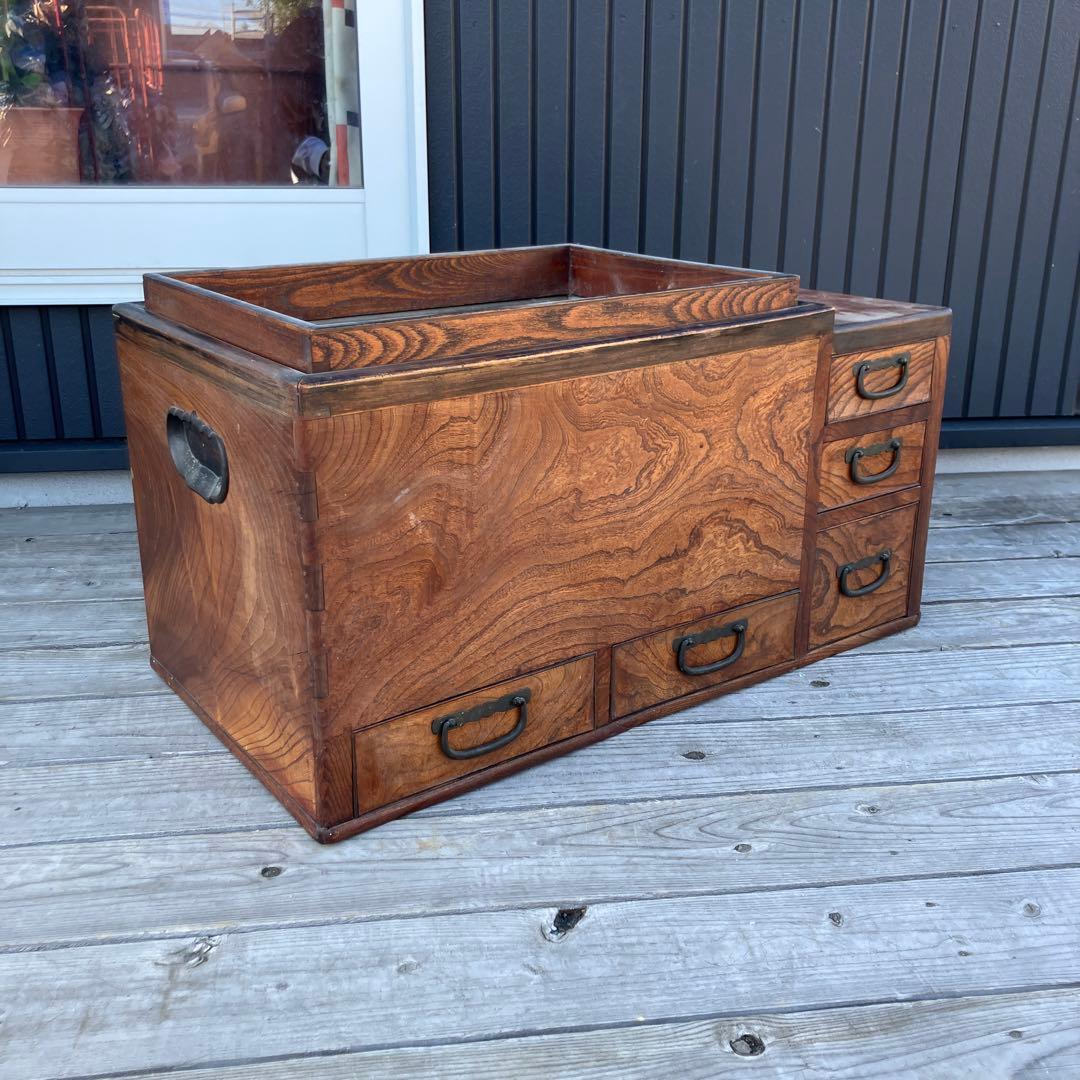 昭和レトロ 木製 長火鉢 5杯 引き出し収納付き 火鉢 囲炉裏 古家具