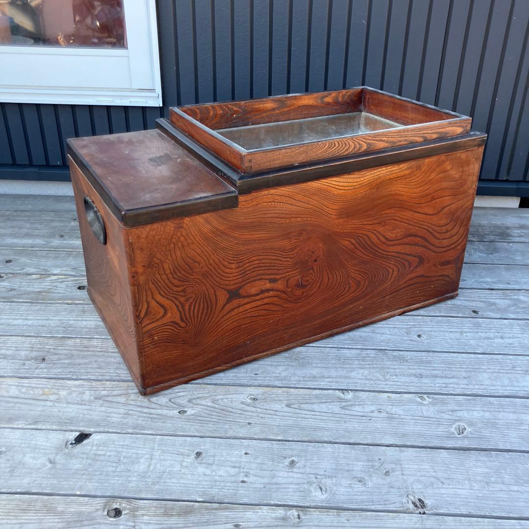 昭和レトロ 木製 長火鉢 5杯 引き出し収納付き 火鉢 囲炉裏 古家具