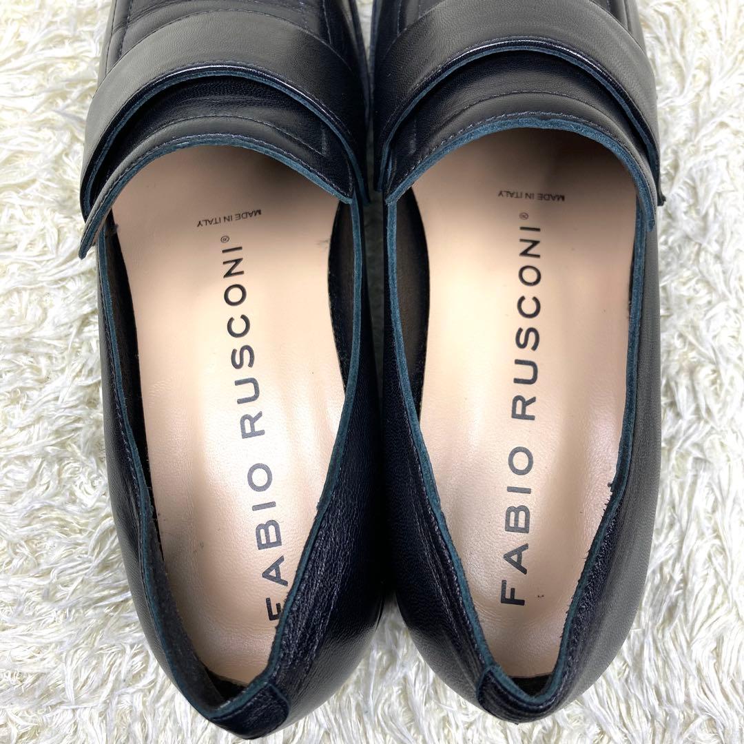 未使用級』ファビオルスコーニ ローファー スクエアトゥ ブラック