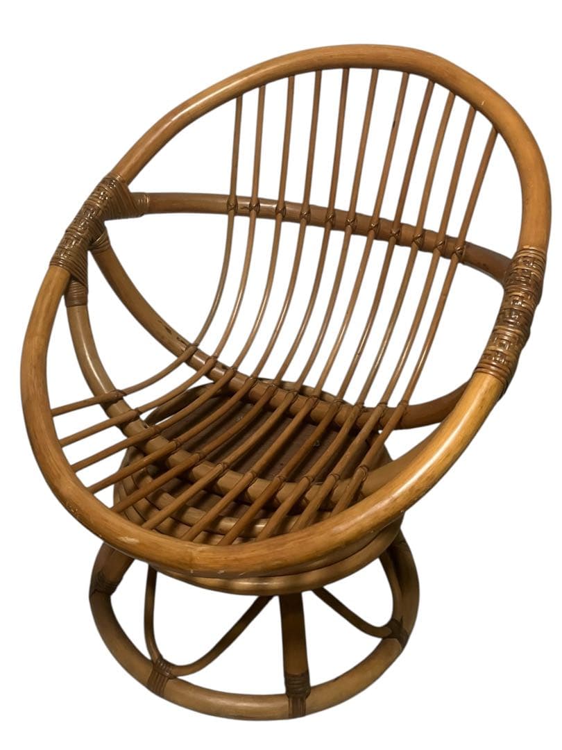 円形　ラタン　360°回転椅子　ソファ　アームチェア　アームチェア　肘付き椅子 ラタンチェア 籐 回転椅子 肘付き ハイタイプ 天然籐 ラタン チェア