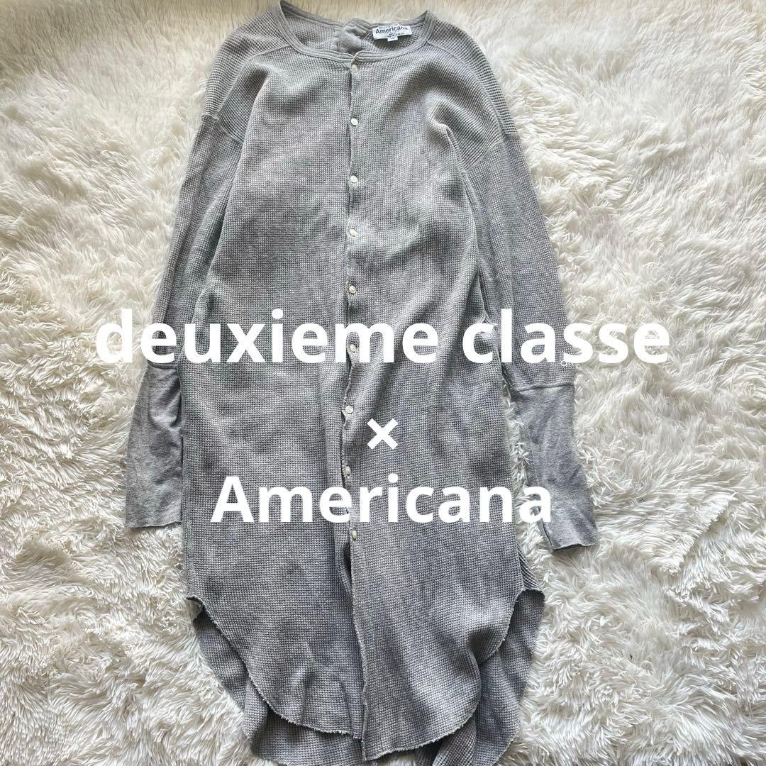 アメリカーナ ロングワンピース サーマル ワッフル ヘンリーネック