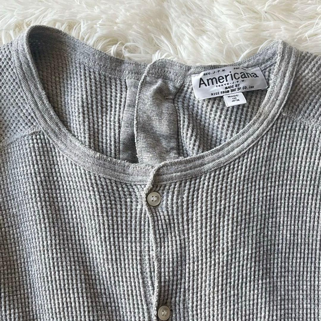 アメリカーナ ロングワンピース サーマル ワッフル ヘンリーネック