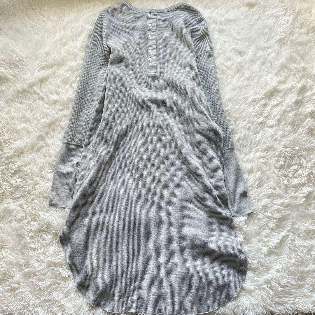 アメリカーナ ロングワンピース サーマル ワッフル ヘンリーネック