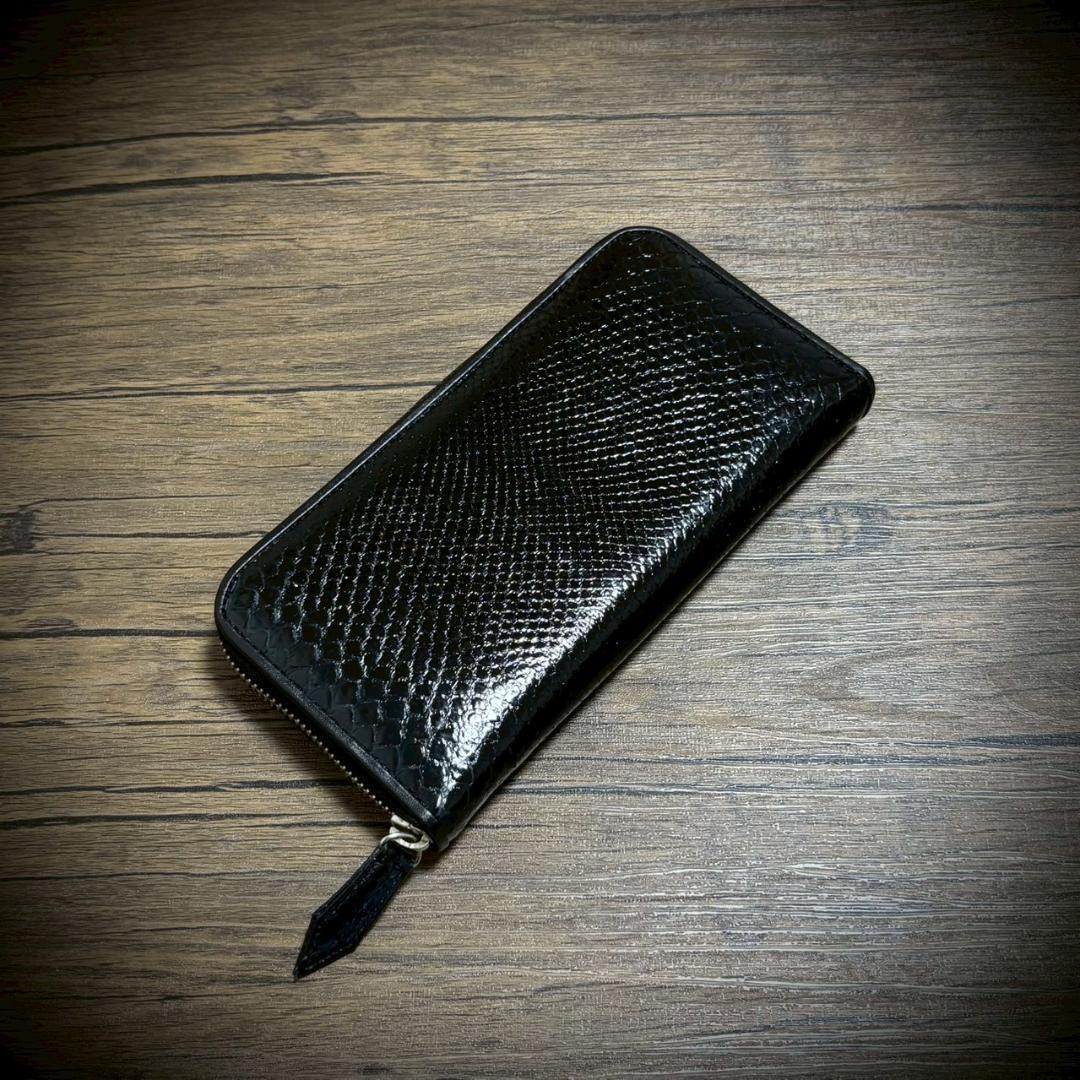 パイソン レザー 長財布 財布 蛇革 カード15枚 大容量 ブラック 黒 パイソン 長財布 財布 カード15枚 大容量 蛇 革財布 メンズ レディス