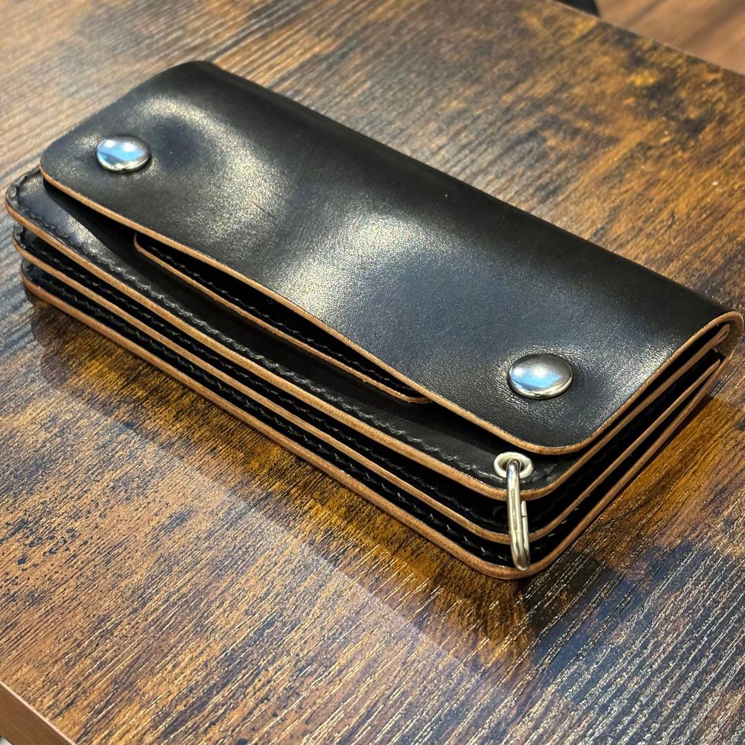 栃木レザー トラッカーウォレット 茶芯ブラック - メルカリ