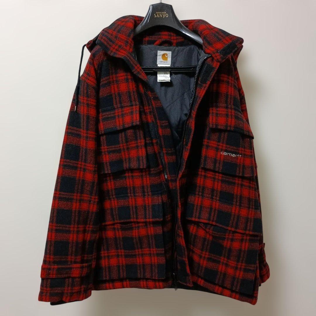 最後値 Carhartt レッド・ブラックチェックジャケット - メルカリ