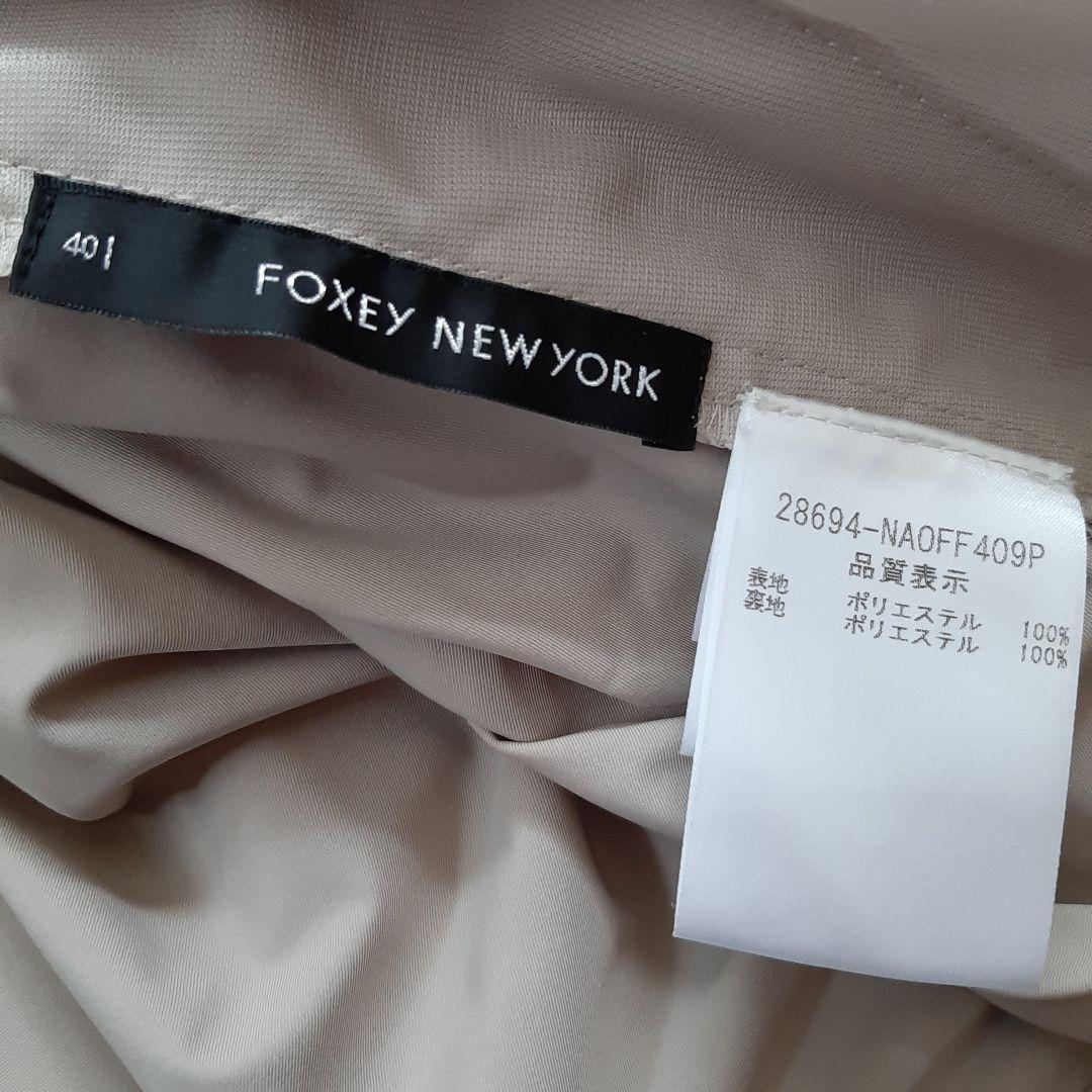 フォクシーニューヨーク ノースリーブ ワンピース べーシュ ボタン 40