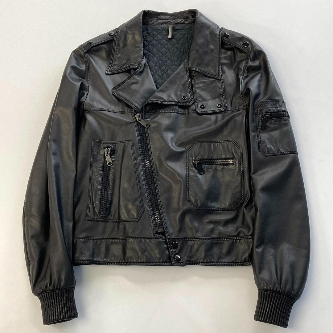 希少 Dior homme ディオールオム レザーライダースジャケット エディ期