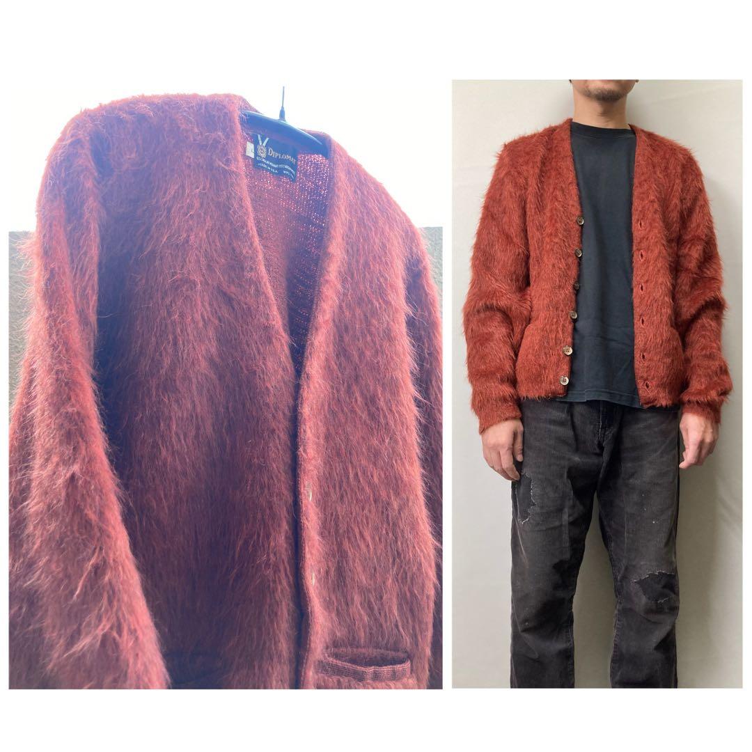 美品☆毛足長☆肉厚☆L☆60s DIPLOMAT ヴィンテージモヘアカーディガン