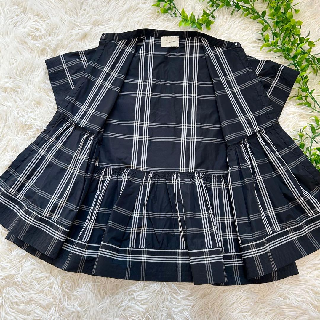 《美品》ユナイテッドアローズ タフタステッチ ペプラム ブラウス チェック