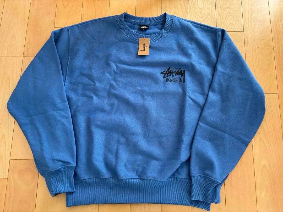 Stussy ステューシー ホノルルロゴ スウェット トレーナー 青 M ハワイ