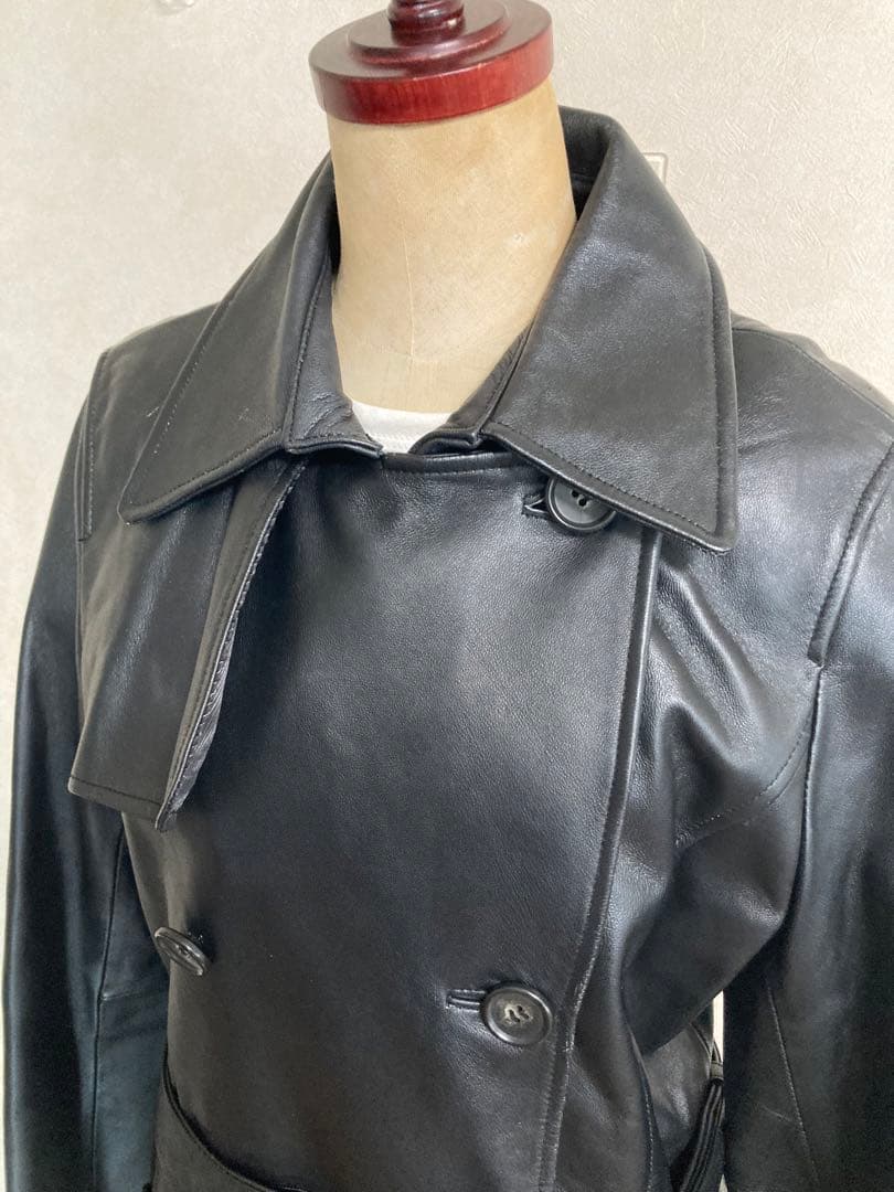 ヴィンテージ】Latorre ラムレザー 多機能トレンチコート 黒 サイズXL