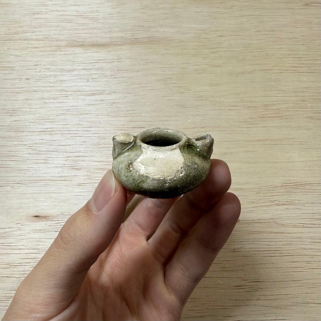 古瀬戸 水滴 灰釉 室町時代 茶入 茶道具 黄瀬戸 油揚手 古美術 骨董