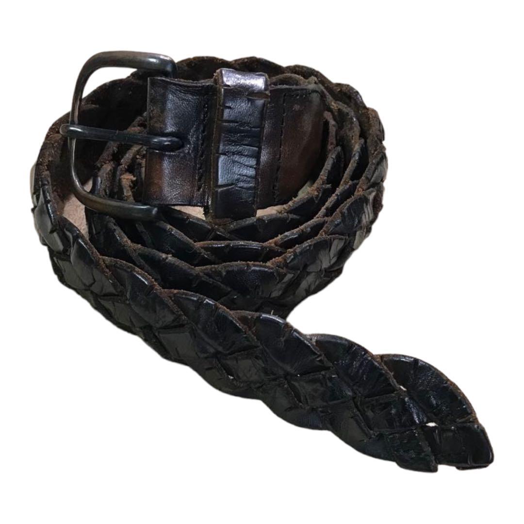 希少！ Number Nine ナンバーナイン レザー編み込みベルト 黒