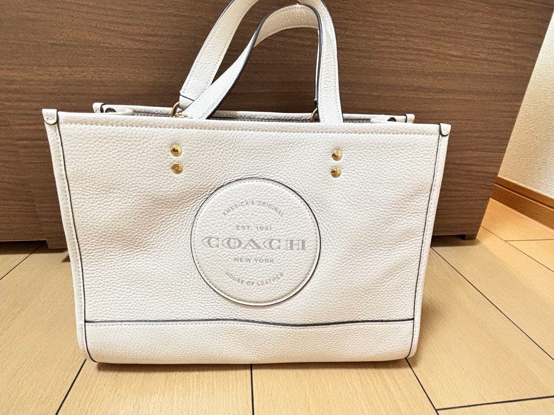 COACH ホワイトレザー ハンドバッグ COACH】コーチ バッグ トート レザー モリー 25 ロゴ 2WAY クロス