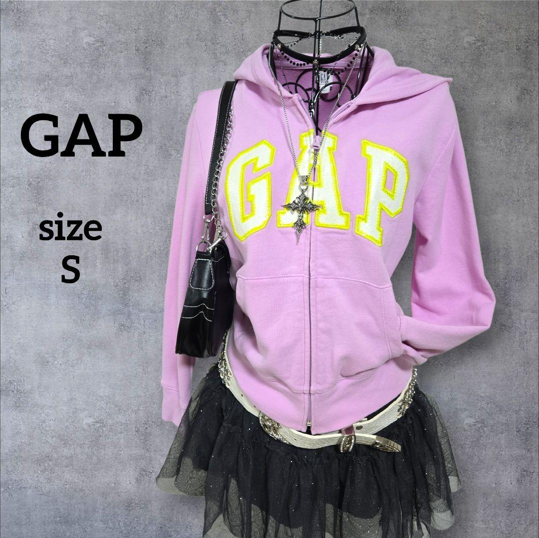y2k ギャップ GAP ジップアップパーカー 白タグ 短丈 スパンコール