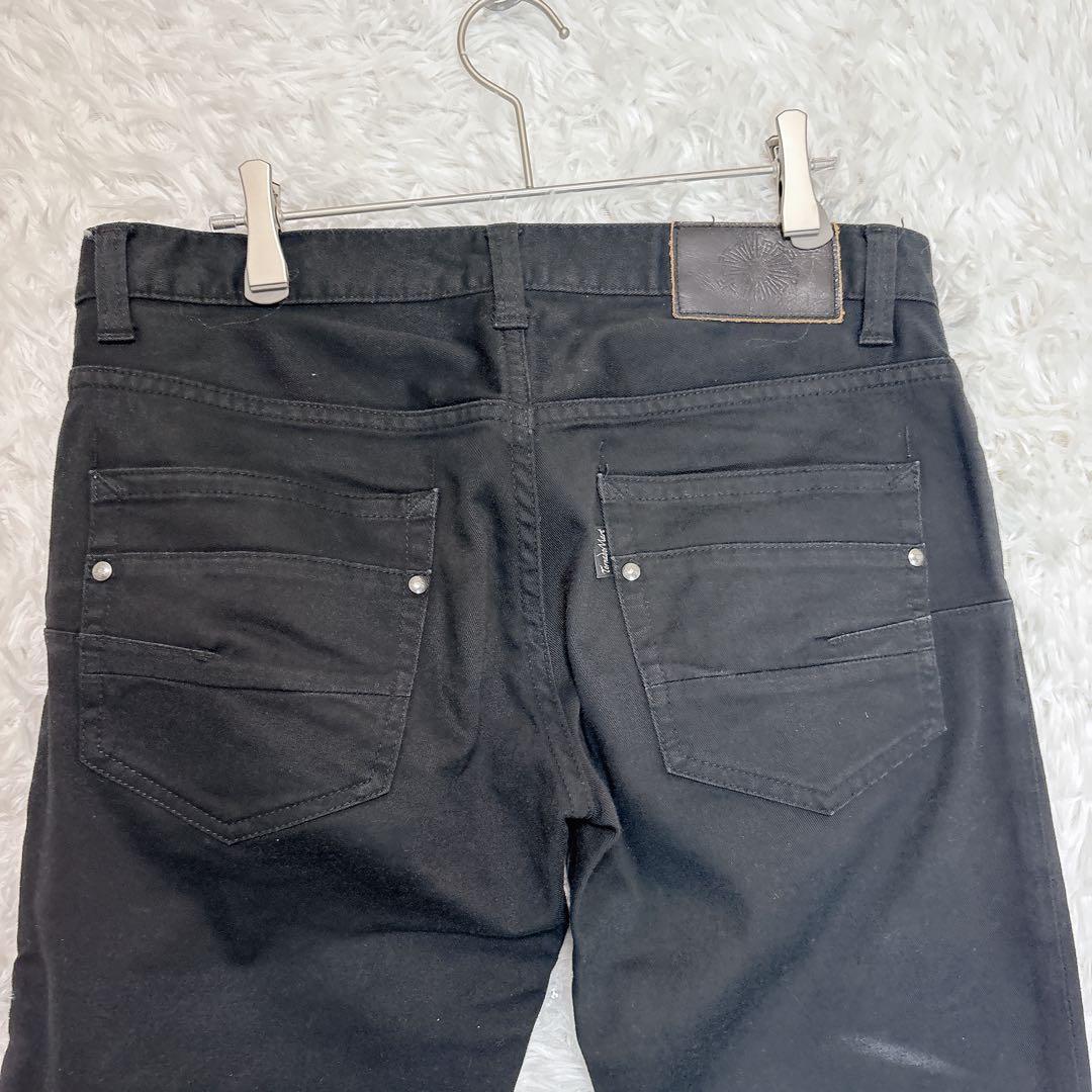 トルネードマート】カジュアルパンツ 鬼ヒゲ ブラック 軽伸縮性有