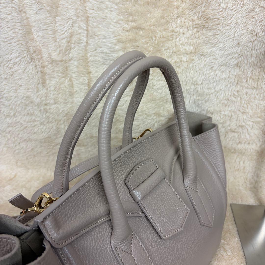 極美品 クリスチャンヴィラ 2way トートバッグ グレージュ 本革