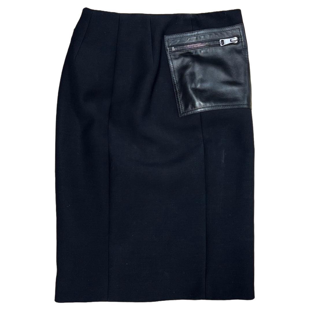 GUCCI 01aw トムフォード期 レザー 切り替え スカート アーカイブ