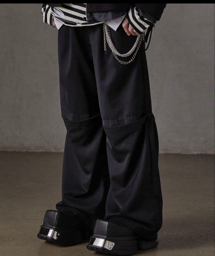 GRANCY グランシー チュール レイヤードデザイン スラックス ブラック