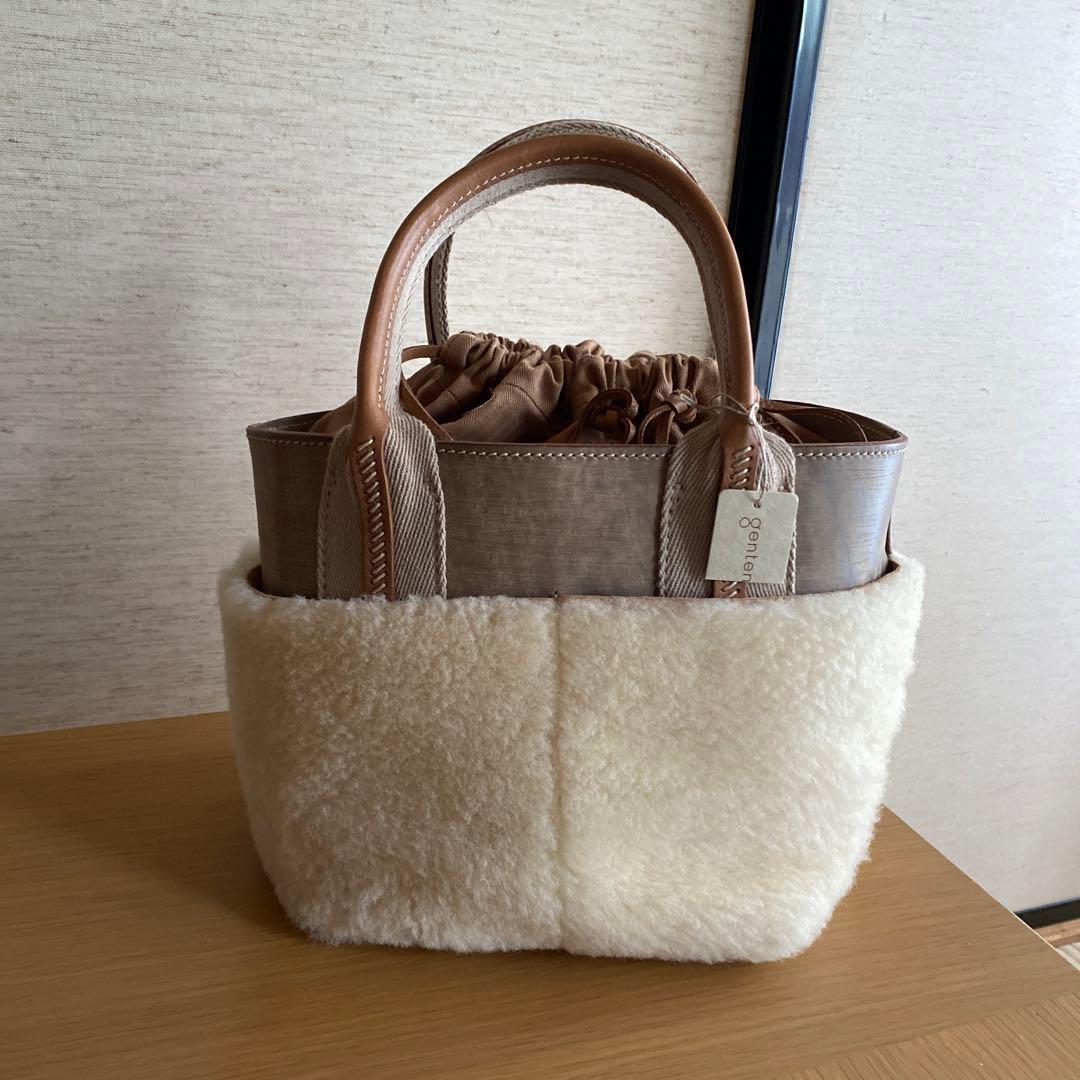 タグ付き未使用 genten ウォーム ポケット トートバッグ ムートン ボア