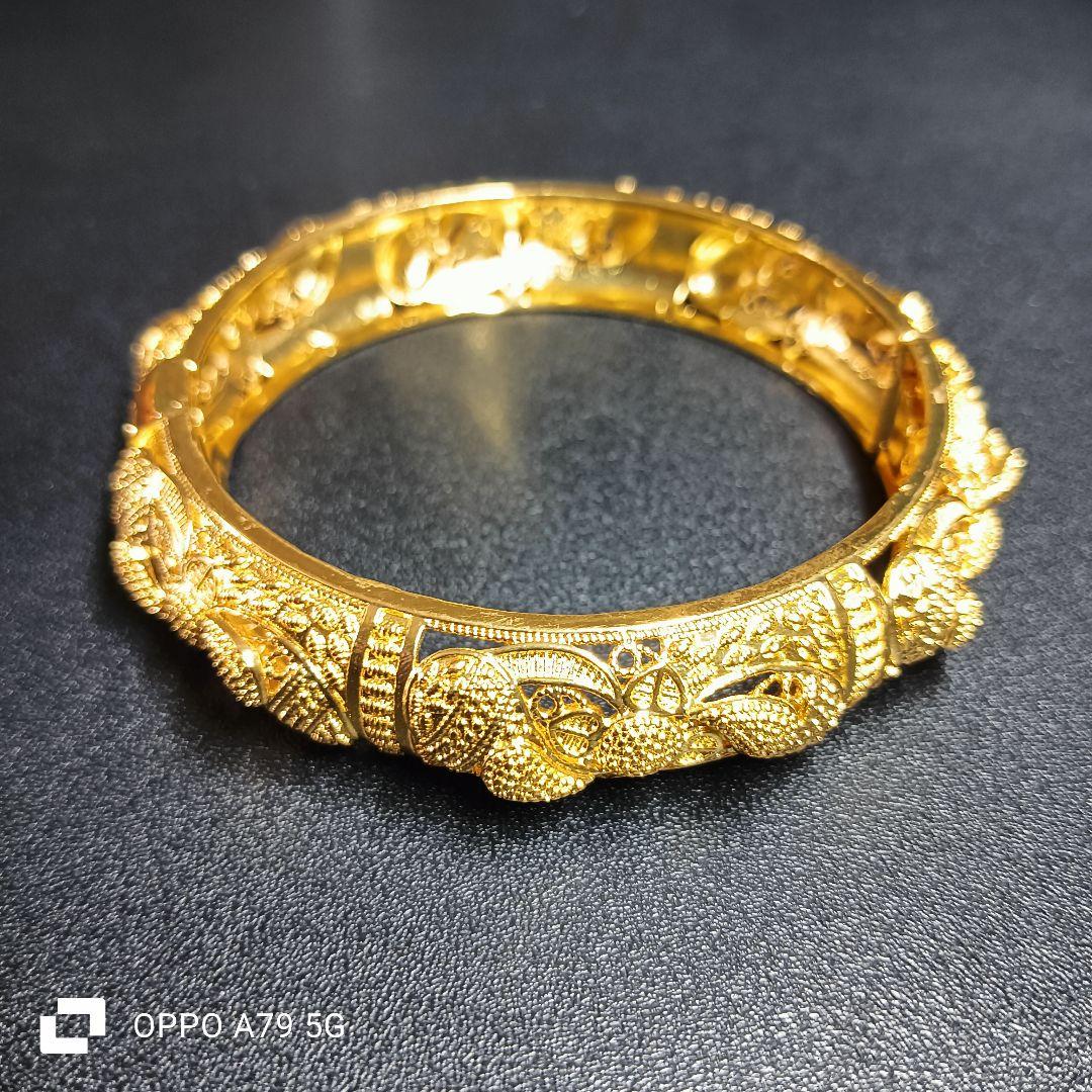中東ドバイ高級感花24金gpゴールドバングル調節可能999ゴールド