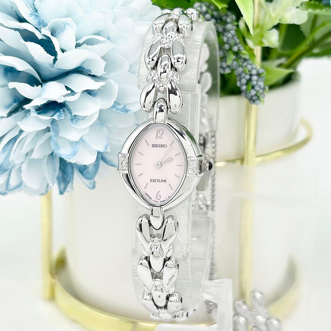 SEIKO EXCELINE 2P ダイヤ シェル文字盤 クォーツ 腕時計 - メルカリ