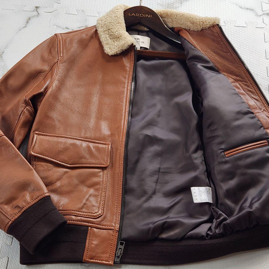 超美品✨COACH レザージャケット G-1 ラムレザー 襟ムートン ブラウン