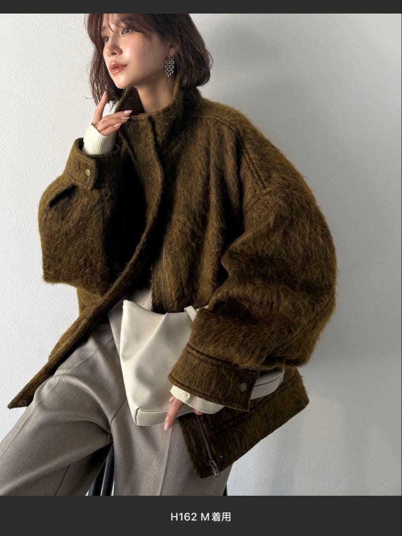 Classical Evonシャギースタンド比翼デザインブルゾン L イエロー