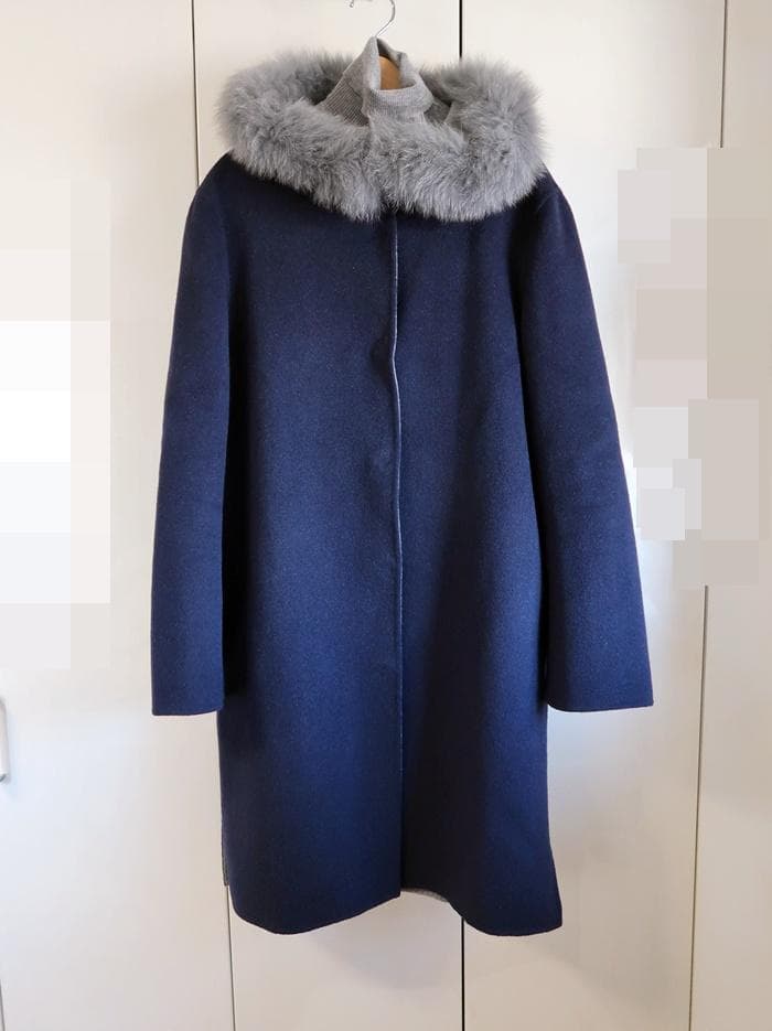 美品□バーニーズニューヨーク□リバーシブルフォックスファー付ダブル