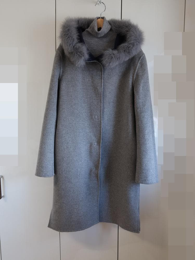 美品□バーニーズニューヨーク□リバーシブルフォックスファー付ダブル