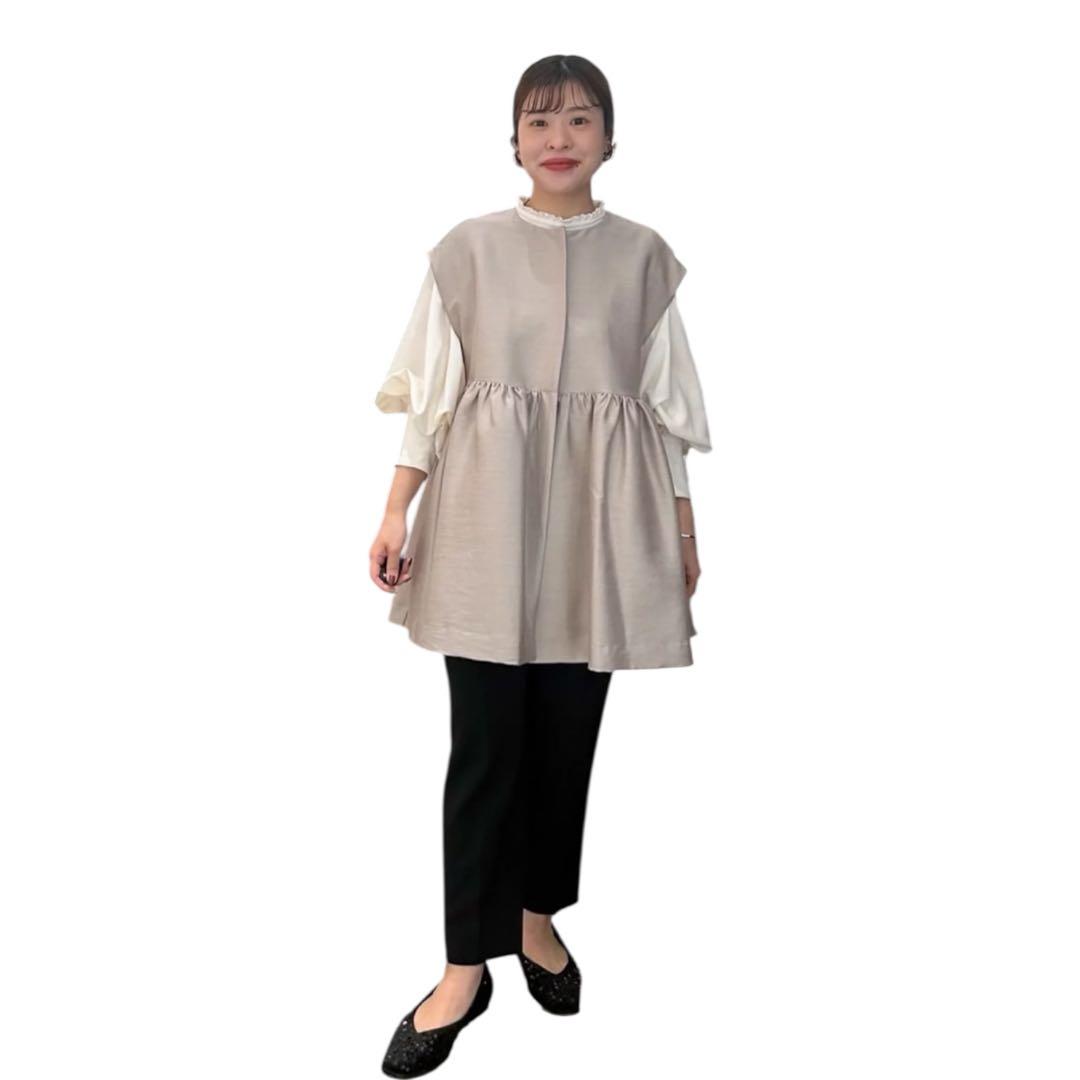 美品 今期 ビアズリー ギャザージレ LIVETART ベージュ フリーサイズ