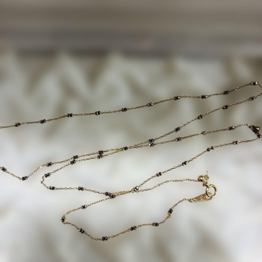 キラキラK18YGブラックコーティング素敵なロングチェーンネックレス