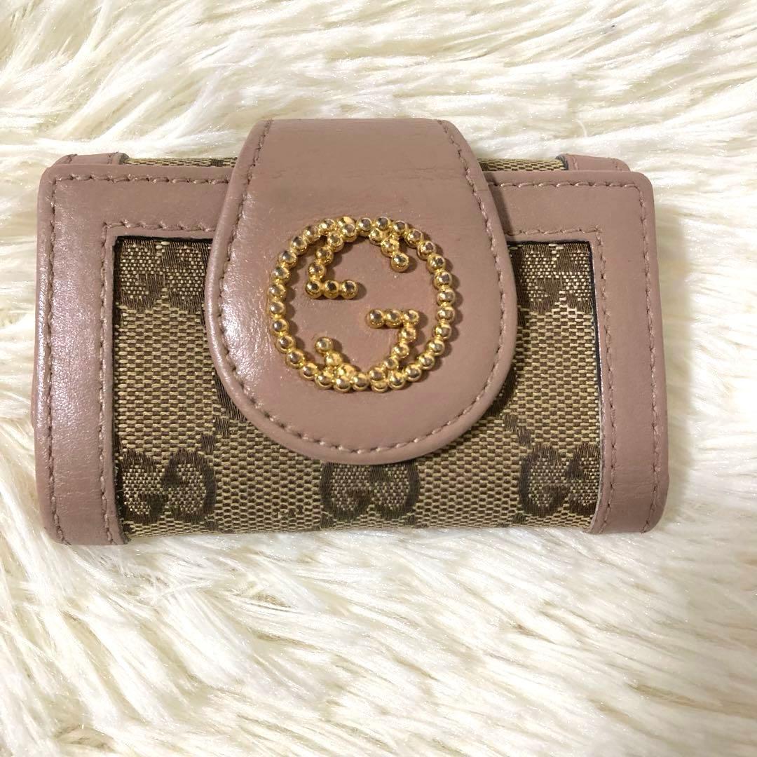 GUCCI GG柄 キーケース キャンバス ピンクベージュ 6連 - メルカリ