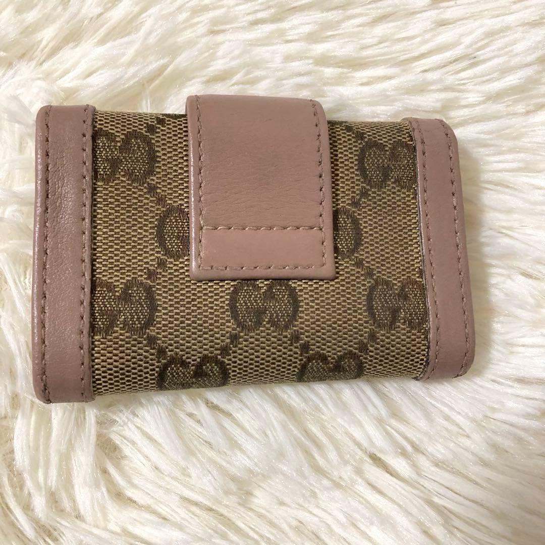 GUCCI GG柄 キーケース キャンバス ピンクベージュ 6連 - メルカリ