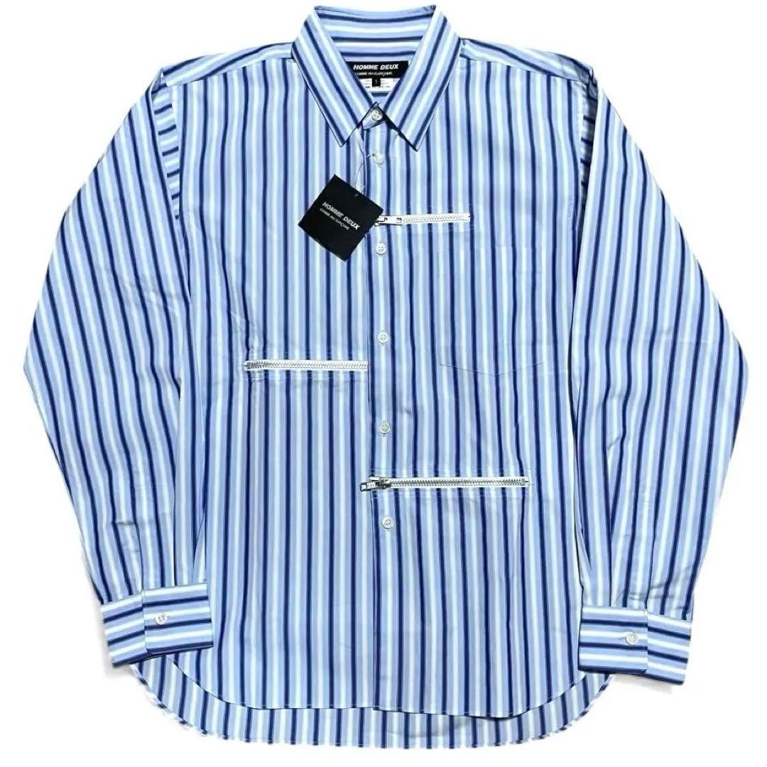コムデギャルソン オムドゥ DO-B024 ジップ デザイン ストライプ シャツ COMME des GARCONS HOMME コムデギャルソン オムドゥCOMME DEUX ビッグ