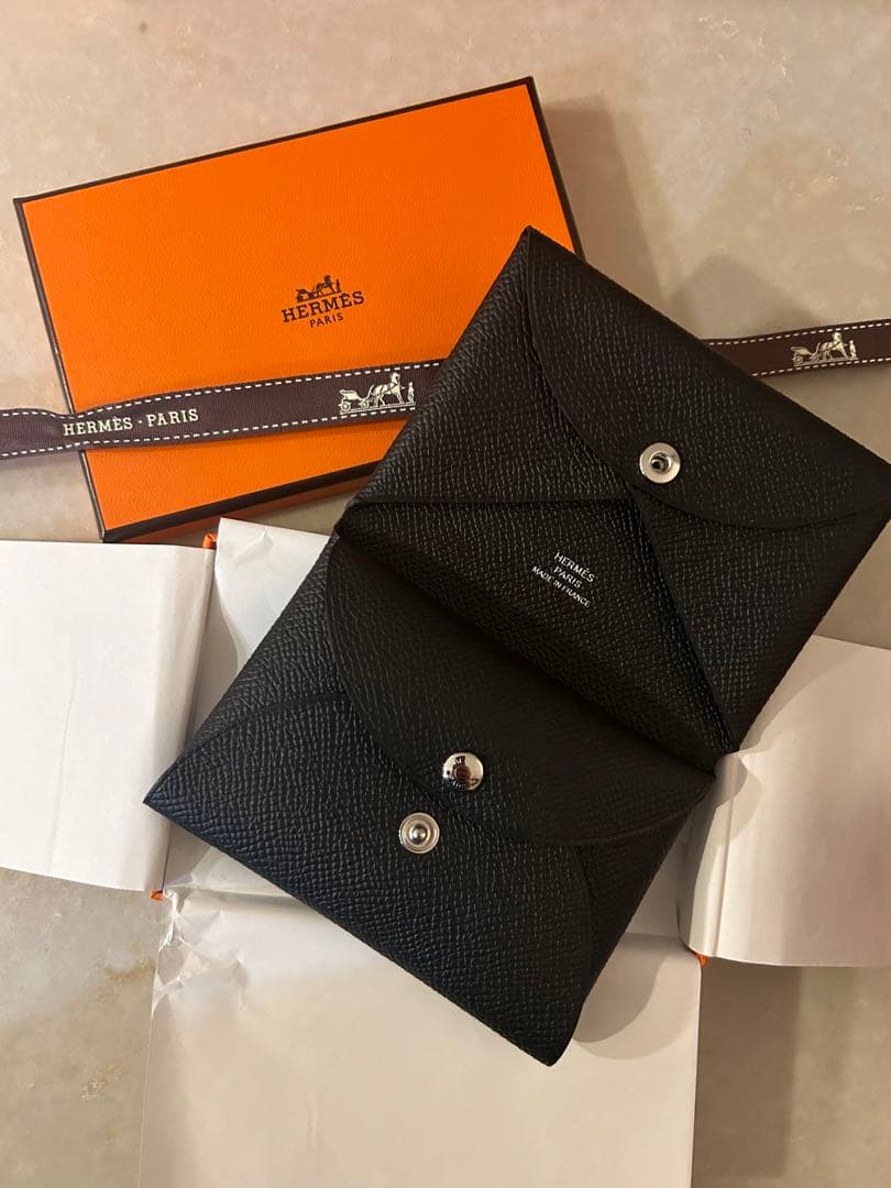 新品】エルメス カルヴィデュオ 財布 カードケース 名刺入れ 黒 刻印 W