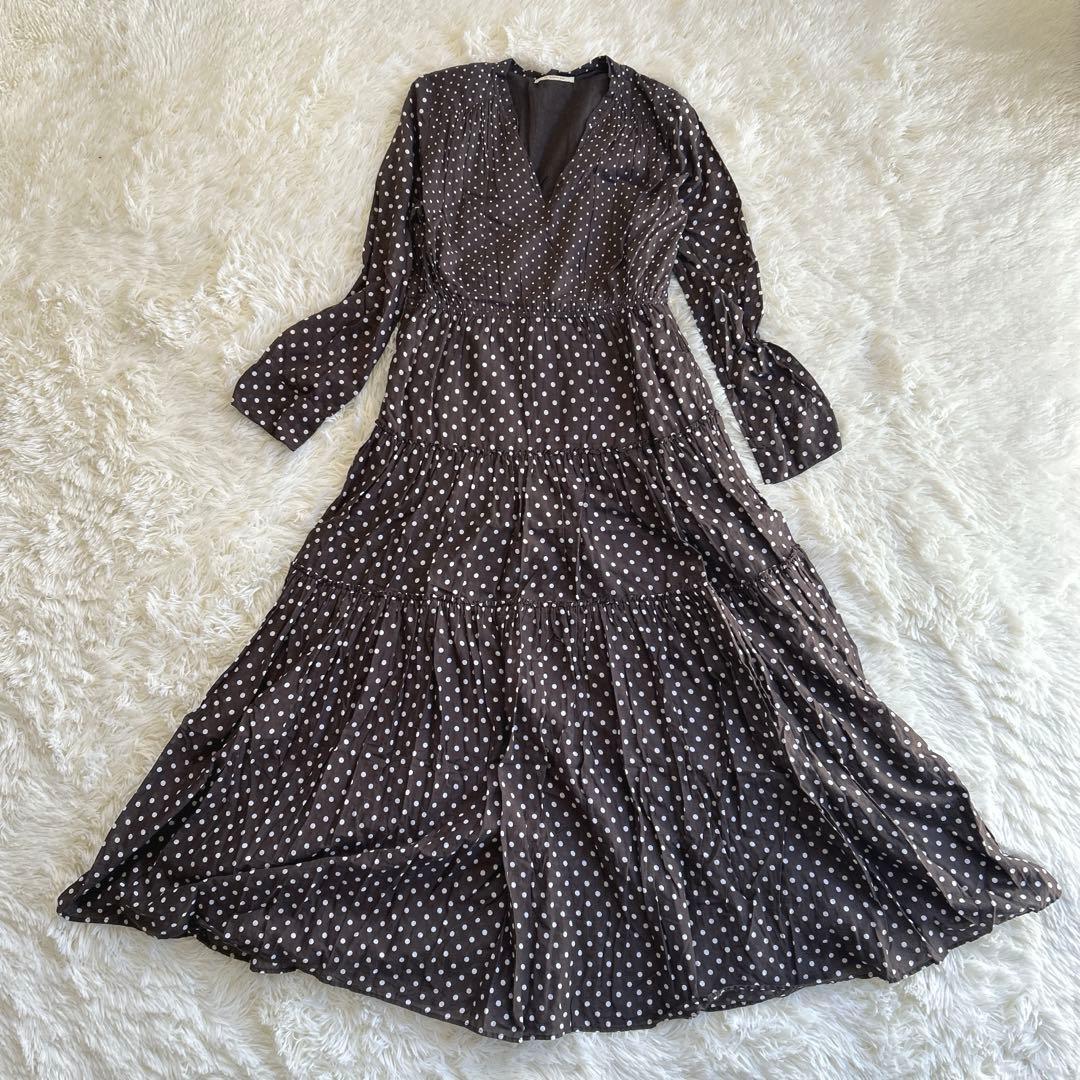 美品✨ヌキテパ IENA別注 コットンドットティアードロングワンピース