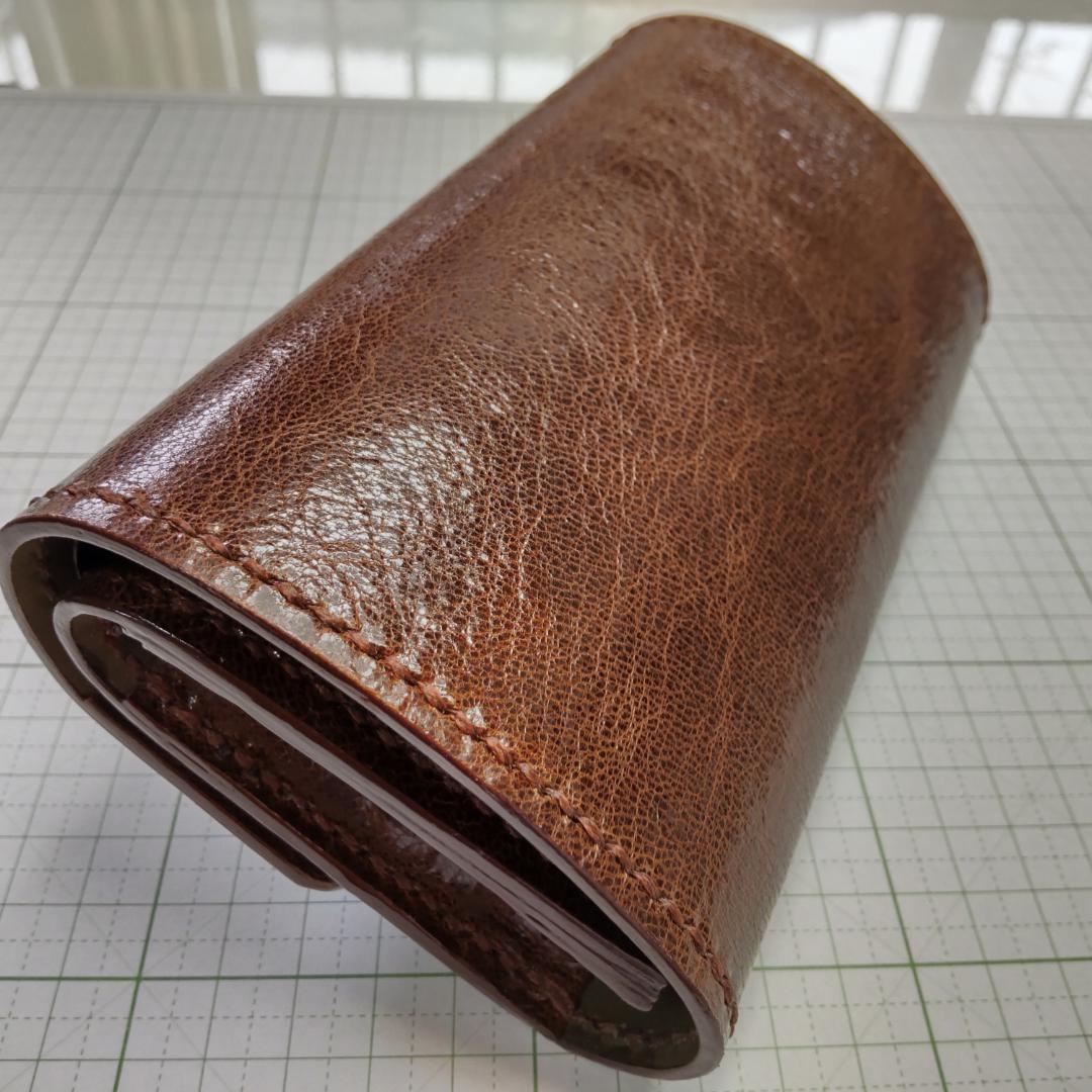 手巻きたばこ 三つ折りシャグポーチ（茶色）高級姫路レザー使用 一点物
