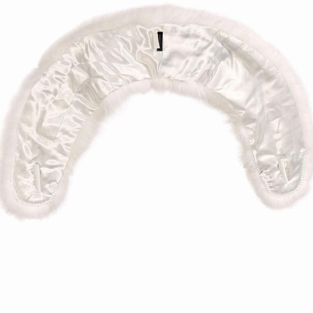 未使用級 大判 サガ フォックス 高級 ファー ショール 白 成人式 120㎝