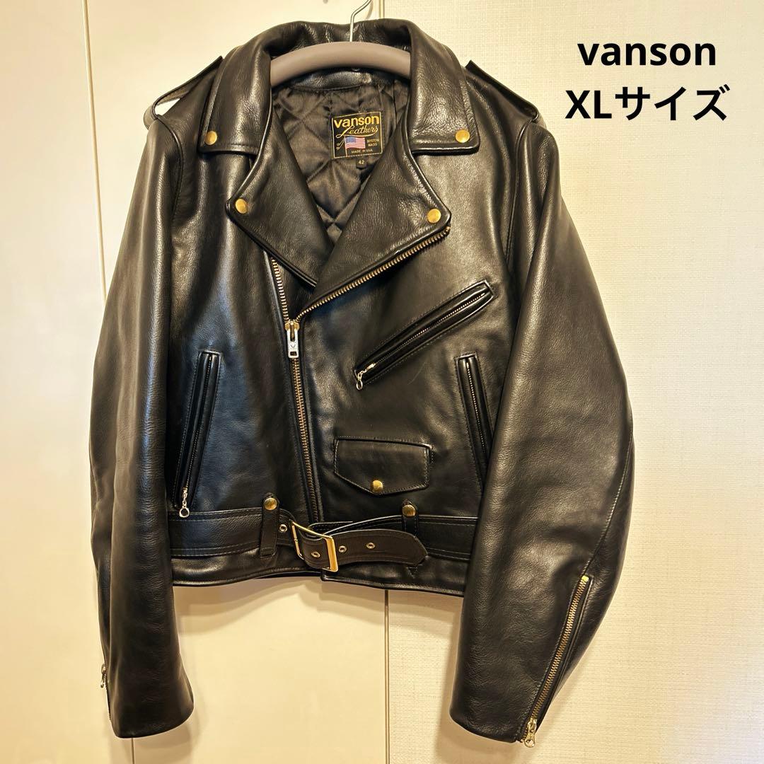 vanson レザーライダースジャケット 42（XL） 70-80's USA製 Vanson Lether Double Riders Jacket 42 / バンソン