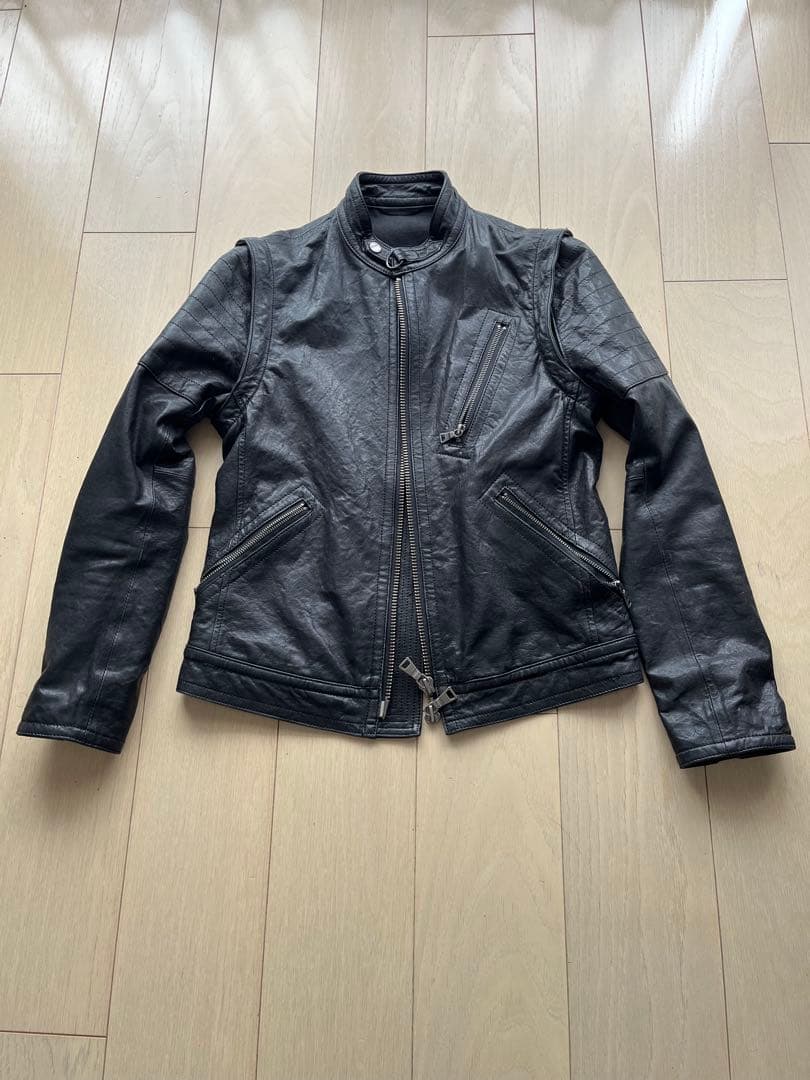 BURBERRY 2way レザー　ライダースジャケット Mサイズ 滑らかな羊革♪】BURBERRY(バーバリー)のレザーライダースジャケットの