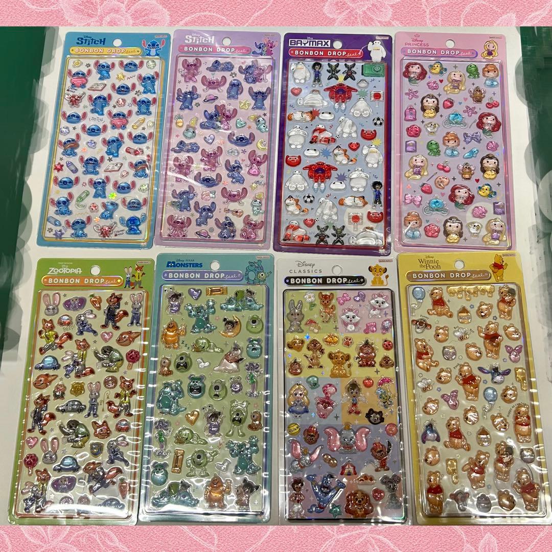 国内正規品 ディズニー ボンボンドロップシール 第2弾 8種セット ④ 国内正規品】ディズニー ボンボンドロップシール 第2弾 全8種コンプset