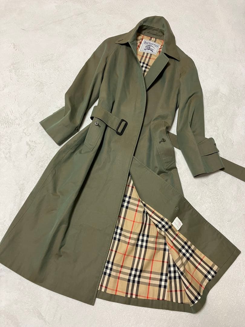 [美品]バーバリー　ステンカラーコート　玉蟲　ロング　裏ノバチェック　ベルト　￼ BURBERRY（バーバリー） BURBERRYS バーバリーズ VINTAGE 玉虫 裏ノバ
