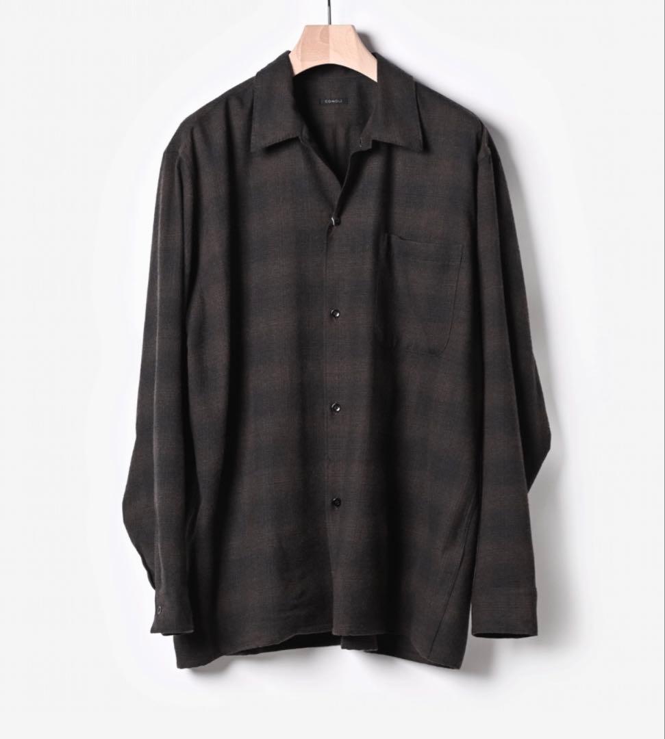 comoli コモリ 22AW オープンカラーシャツ チェックシャツ サイズ4 COMOLI (コモリ) レーヨンチェック オープンカラーシャツ