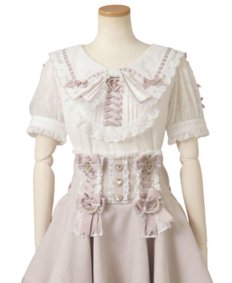 LIZLISA スカラップリボン衿リブトップス ピンク 量産型 地雷系