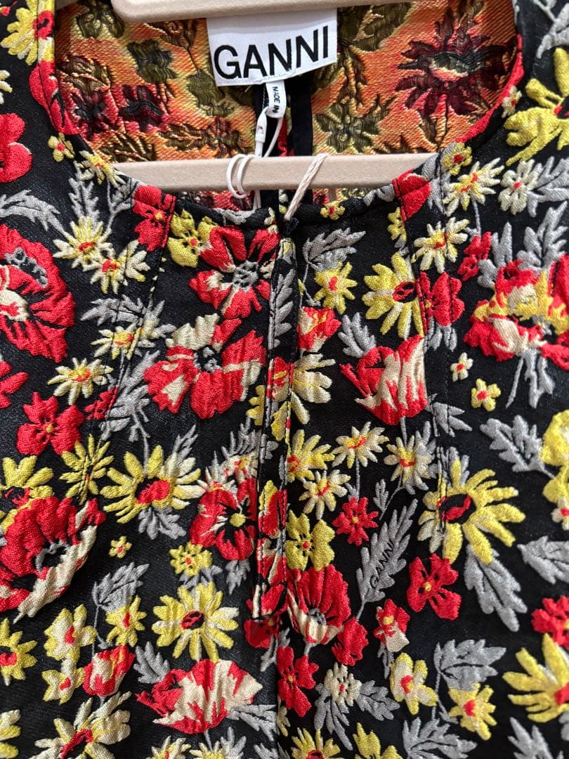 新品未使用 GANNI ガニー ジャカード ミニワンピース フラワー 花柄