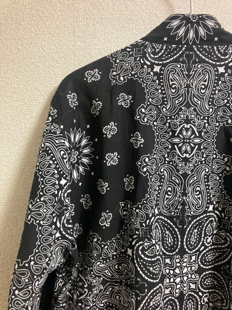 オアハカoaxaca スタンドカラーシャツペイズリーブラック別注超美品