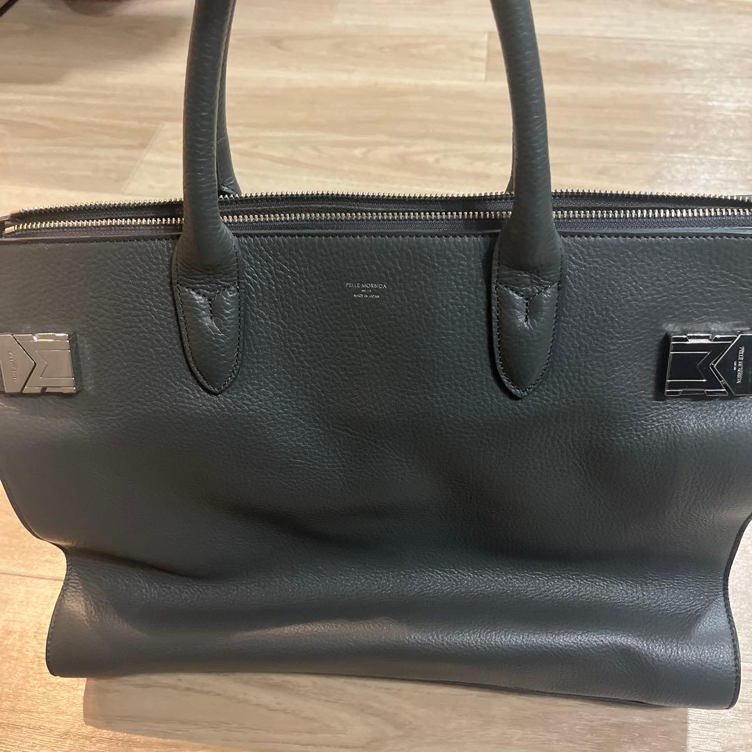 Pelle Morbida グレー ビジネスバッグ - メルカリ