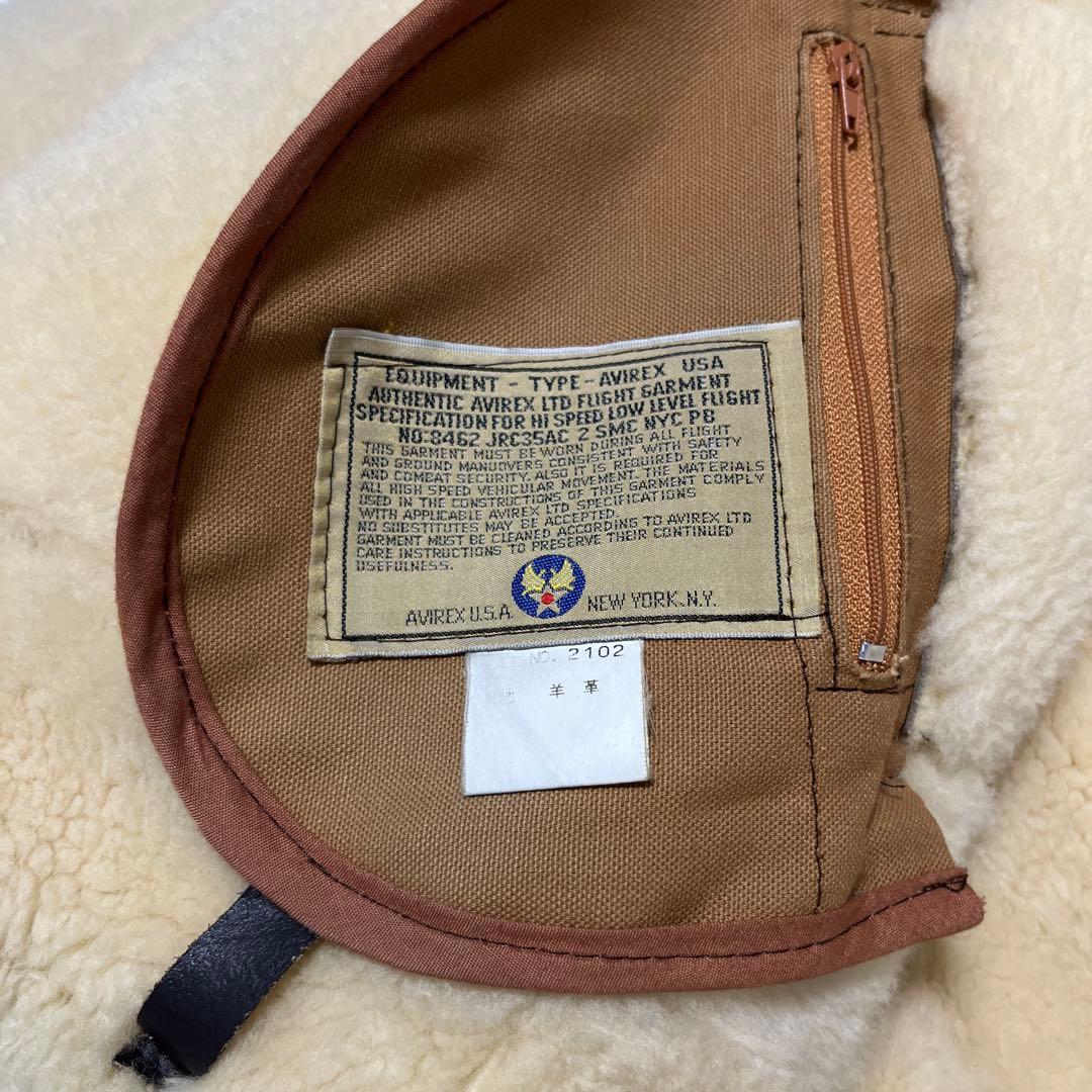 USA製 avirex⭐︎42リアルムートンジャケット B-3 胸タグ 羊革ボマー